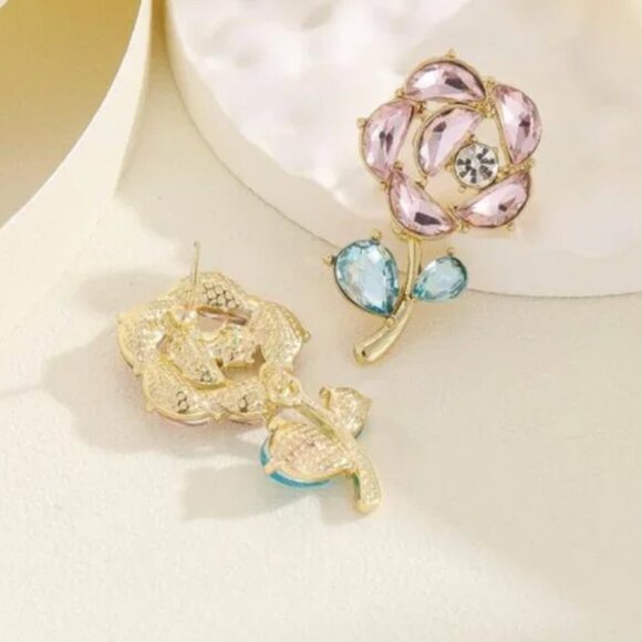 ⭐💍 FREE Baguette Flower Floral Hipster Plant Chic Glam Stud Artsy Hip Earrings - Picture 5 of 9